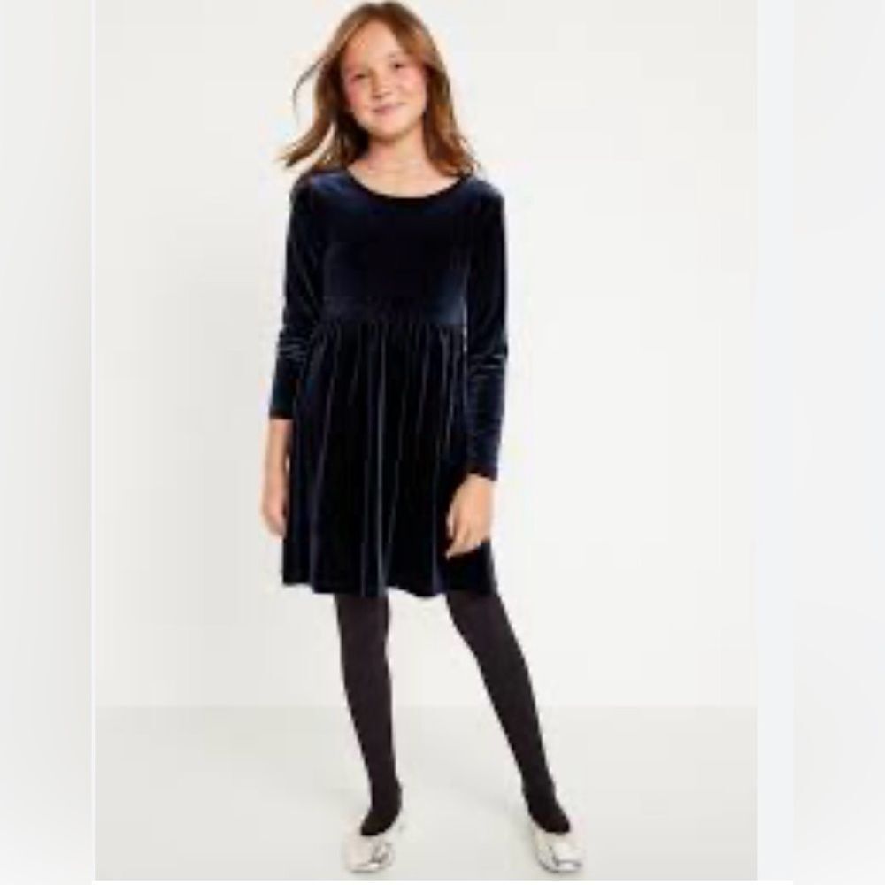 Old Navy Girls Blue Velvet party dress Sz S (6-7)